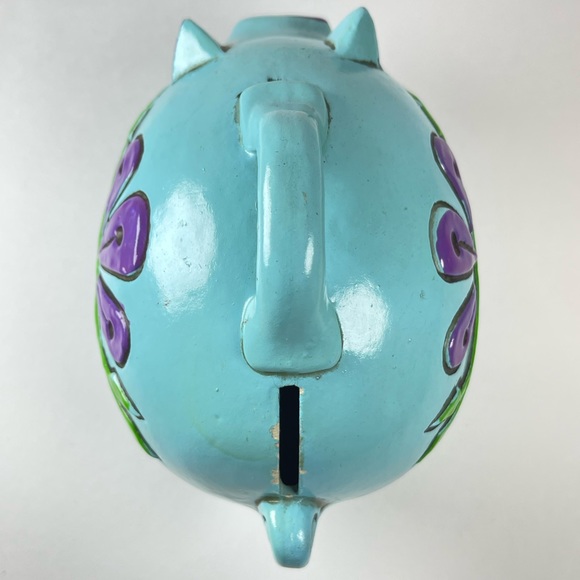 Vintage blue chalkware Piggy Bank - Picture 5 of 8